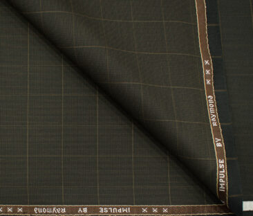 Raymond Men's Polyester Viscose Checks  Unstitched Suiting Fabric (Dark Brown)