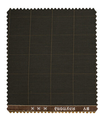 Raymond Men's Polyester Viscose Checks  Unstitched Suiting Fabric (Dark Brown)