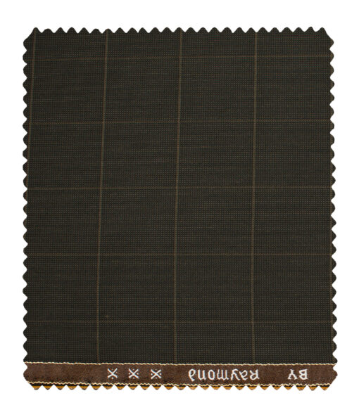 Raymond Men's Polyester Viscose Checks  Unstitched Suiting Fabric (Dark Brown)
