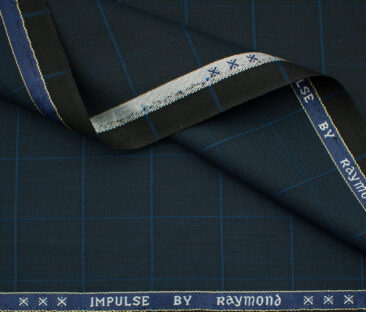 Raymond Men's Polyester Viscose Checks  Unstitched Suiting Fabric (Dark Royal Blue)