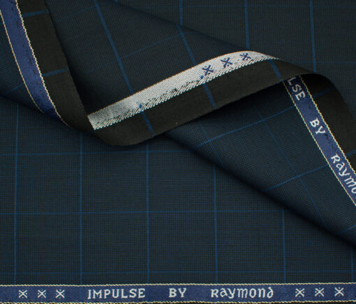 Raymond Men's Polyester Viscose Checks  Unstitched Suiting Fabric (Dark Royal Blue)