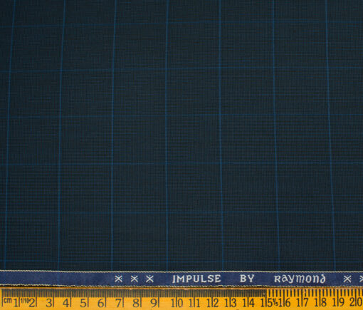 Raymond Men's Polyester Viscose Checks  Unstitched Suiting Fabric (Dark Royal Blue)