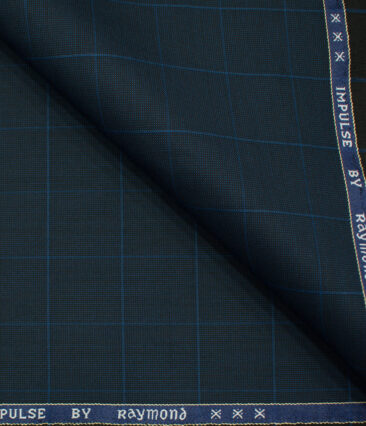 Raymond Men's Polyester Viscose Checks  Unstitched Suiting Fabric (Dark Royal Blue)