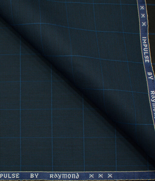 Raymond Men's Polyester Viscose Checks  Unstitched Suiting Fabric (Dark Royal Blue)