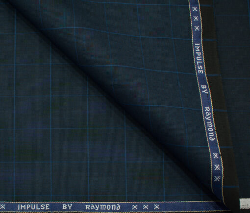 Raymond Men's Polyester Viscose Checks  Unstitched Suiting Fabric (Dark Royal Blue)