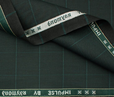 Raymond Men's Polyester Viscose Checks  Unstitched Suiting Fabric (Dark Pine Green)