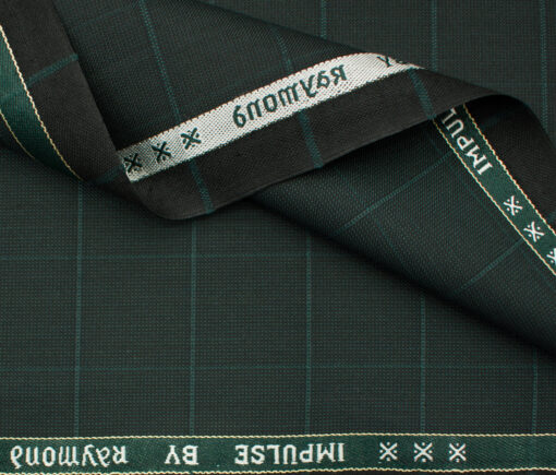 Raymond Men's Polyester Viscose Checks  Unstitched Suiting Fabric (Dark Pine Green)