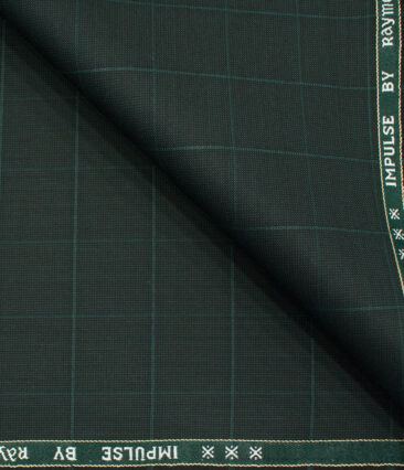 Raymond Men's Polyester Viscose Checks  Unstitched Suiting Fabric (Dark Pine Green)