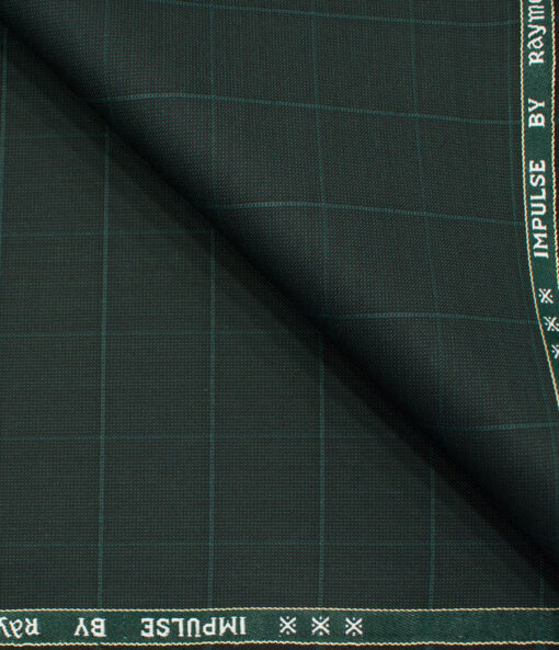 Raymond Men's Polyester Viscose Checks  Unstitched Suiting Fabric (Dark Pine Green)