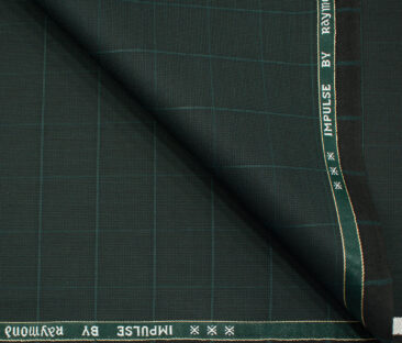 Raymond Men's Polyester Viscose Checks  Unstitched Suiting Fabric (Dark Pine Green)