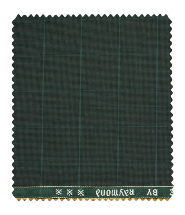Raymond Men's Polyester Viscose Checks  Unstitched Suiting Fabric (Dark Pine Green)
