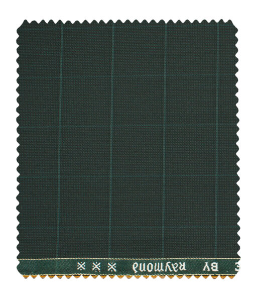 Raymond Men's Polyester Viscose Checks  Unstitched Suiting Fabric (Dark Pine Green)