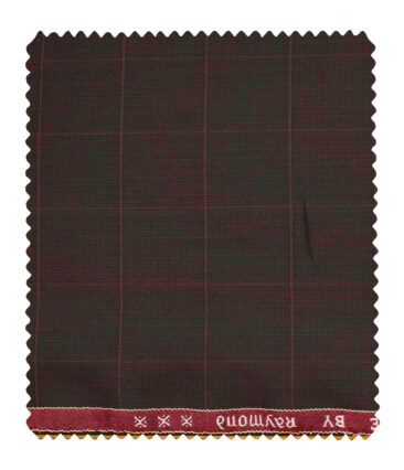 Raymond Men's Polyester Viscose Checks  Unstitched Suiting Fabric (Dark Wine)