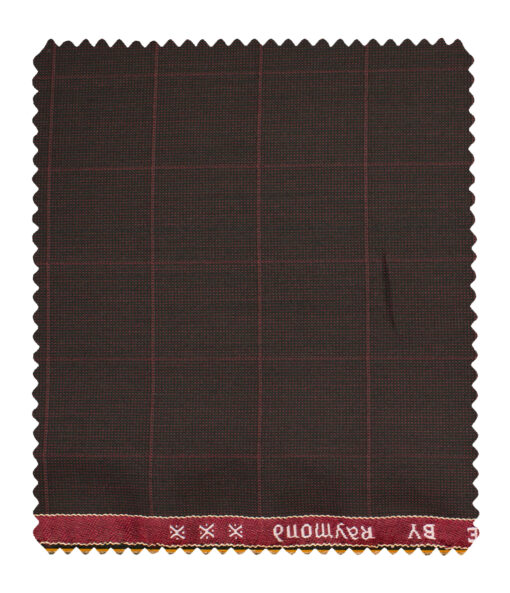 Raymond Men's Polyester Viscose Checks  Unstitched Suiting Fabric (Dark Wine)