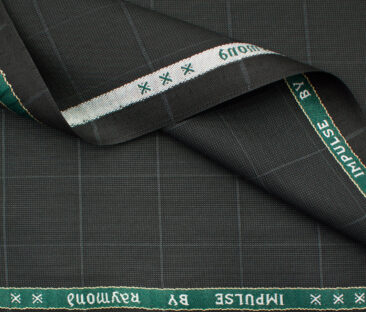 Raymond Men's Polyester Viscose Checks  Unstitched Suiting Fabric (Dark Grey)