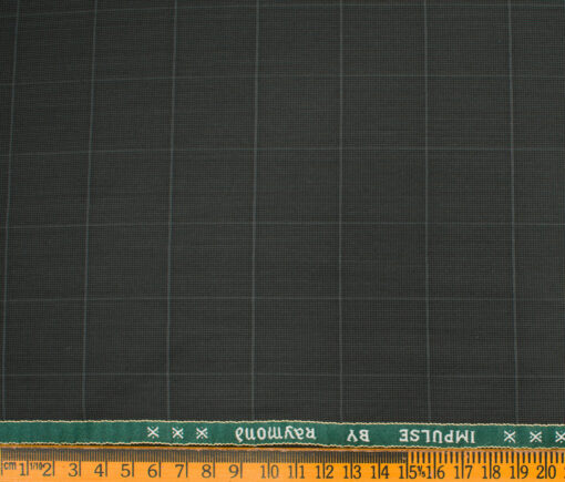 Raymond Men's Polyester Viscose Checks  Unstitched Suiting Fabric (Dark Grey)