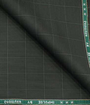 Raymond Men's Polyester Viscose Checks  Unstitched Suiting Fabric (Dark Grey)
