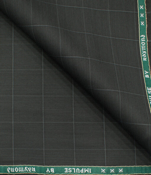Raymond Men's Polyester Viscose Checks  Unstitched Suiting Fabric (Dark Grey)