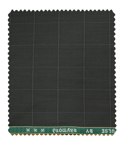 Raymond Men's Polyester Viscose Checks  Unstitched Suiting Fabric (Dark Grey)