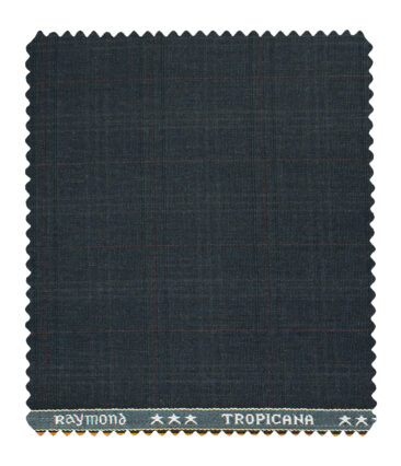 Raymond Men's Polyester Viscose Checks  Unstitched Suiting Fabric (Dark Blue)