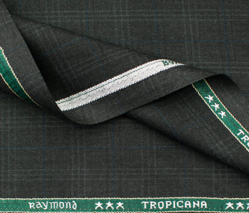 Raymond Men's Polyester Viscose Checks  Unstitched Suiting Fabric (Dark Grey)