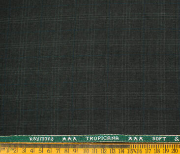 Raymond Men's Polyester Viscose Checks  Unstitched Suiting Fabric (Dark Grey)