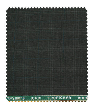 Raymond Men's Polyester Viscose Checks  Unstitched Suiting Fabric (Dark Grey)