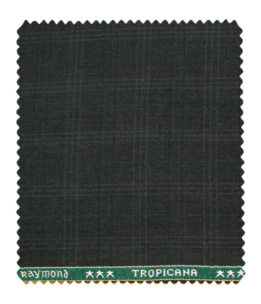 Raymond Men's Polyester Viscose Checks  Unstitched Suiting Fabric (Dark Grey)