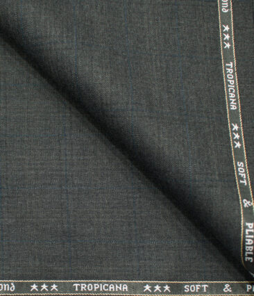 Raymond Men's Polyester Viscose Checks  Unstitched Suiting Fabric (Worsted Grey)