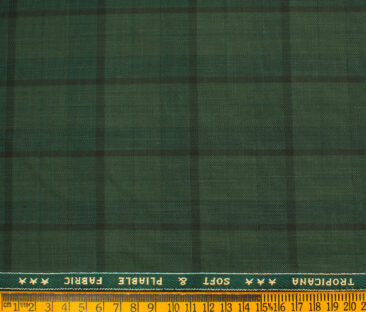 Raymond Men's Polyester Viscose Checks  Unstitched Suiting Fabric (Moss Green)