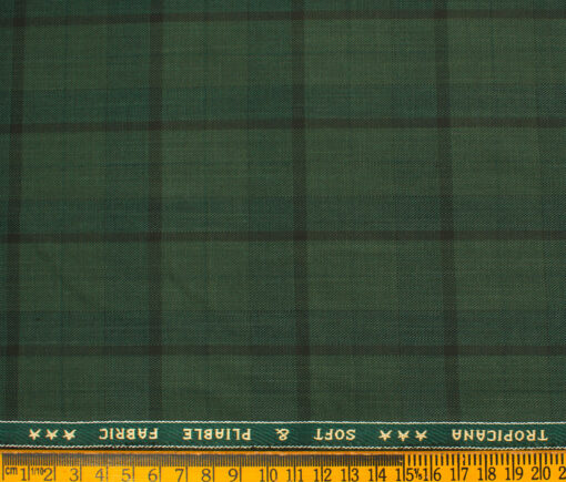 Raymond Men's Polyester Viscose Checks  Unstitched Suiting Fabric (Moss Green)