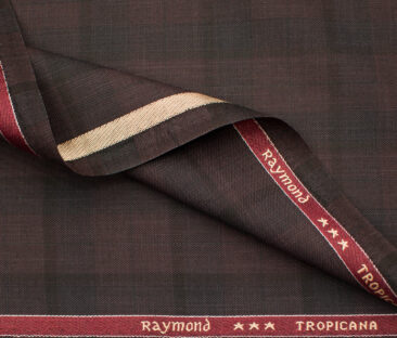 Raymond Men's Polyester Viscose Checks  Unstitched Suiting Fabric (Dark Wine)
