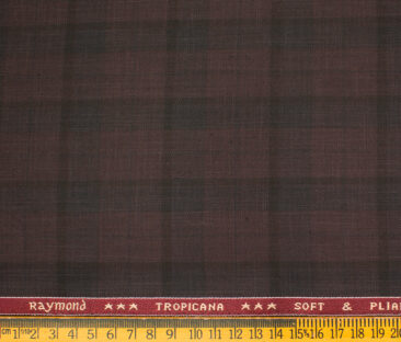 Raymond Men's Polyester Viscose Checks  Unstitched Suiting Fabric (Dark Wine)