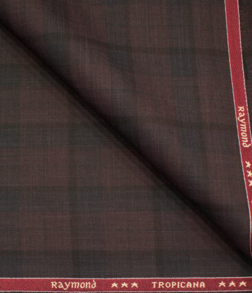 Raymond Men's Polyester Viscose Checks  Unstitched Suiting Fabric (Dark Wine)