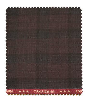 Raymond Men's Polyester Viscose Checks  Unstitched Suiting Fabric (Dark Wine)