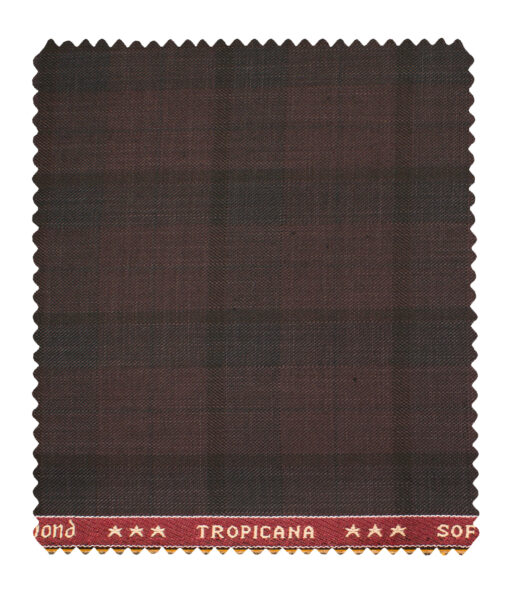 Raymond Men's Polyester Viscose Checks  Unstitched Suiting Fabric (Dark Wine)