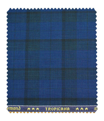 Raymond Men's Polyester Viscose Checks  Unstitched Suiting Fabric (Royal Blue)