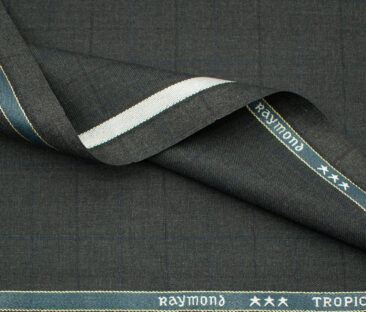 Raymond Men's Polyester Viscose Checks  Unstitched Suiting Fabric (Dark Grey)