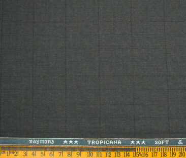 Raymond Men's Polyester Viscose Checks  Unstitched Suiting Fabric (Dark Grey)