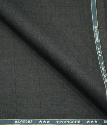 Raymond Men's Polyester Viscose Checks  Unstitched Suiting Fabric (Dark Grey)