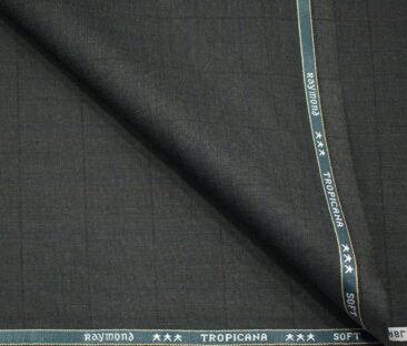 Raymond Men's Polyester Viscose Checks  Unstitched Suiting Fabric (Dark Grey)