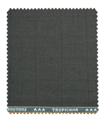 Raymond Men's Polyester Viscose Checks  Unstitched Suiting Fabric (Dark Grey)