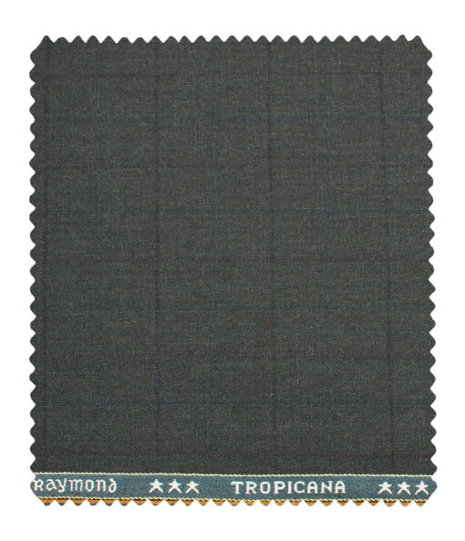 Raymond Men's Polyester Viscose Checks  Unstitched Suiting Fabric (Dark Grey)