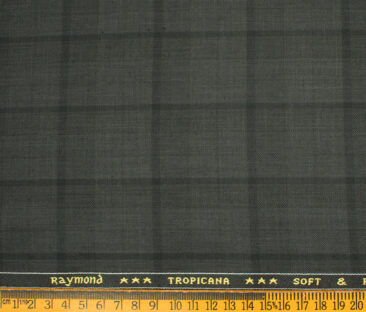 Raymond Men's Polyester Viscose Checks  Unstitched Suiting Fabric (Dark Grey)