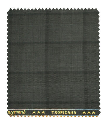 Raymond Men's Polyester Viscose Checks  Unstitched Suiting Fabric (Dark Grey)