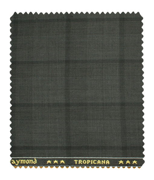 Raymond Men's Polyester Viscose Checks  Unstitched Suiting Fabric (Dark Grey)
