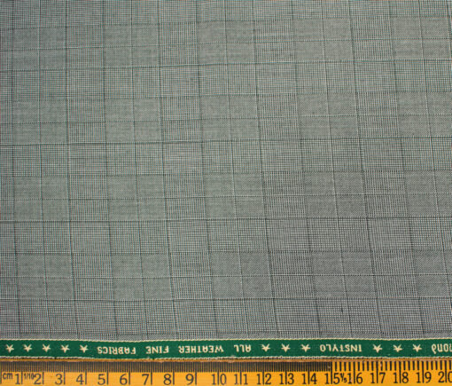 Raymond Men's Polyester Viscose Checks  Unstitched Suiting Fabric (Light Grey)