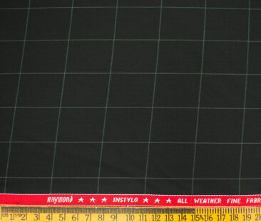 Raymond Men's Polyester Viscose Checks  Unstitched Suiting Fabric (Black)