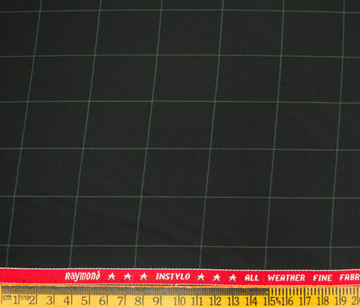 Raymond Men's Polyester Viscose Checks  Unstitched Suiting Fabric (Black)