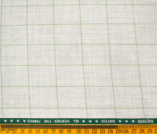 Raymond Men's Polyester Viscose Checks  Unstitched Suiting Fabric (Light Grey)